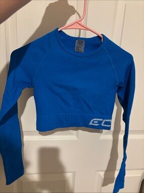 ECHT Cobalt Blue Ribbed Workout Crop Top